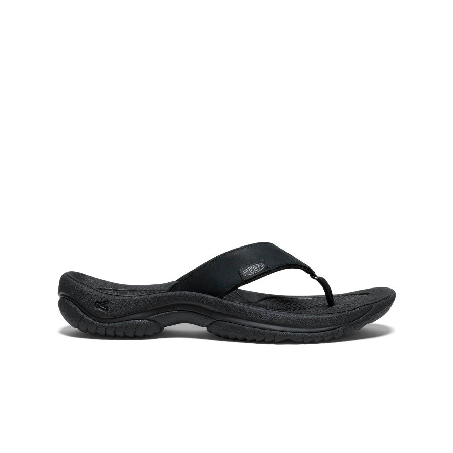 Men's Kona Leather Flip-Flop  |  Black/Steel Grey